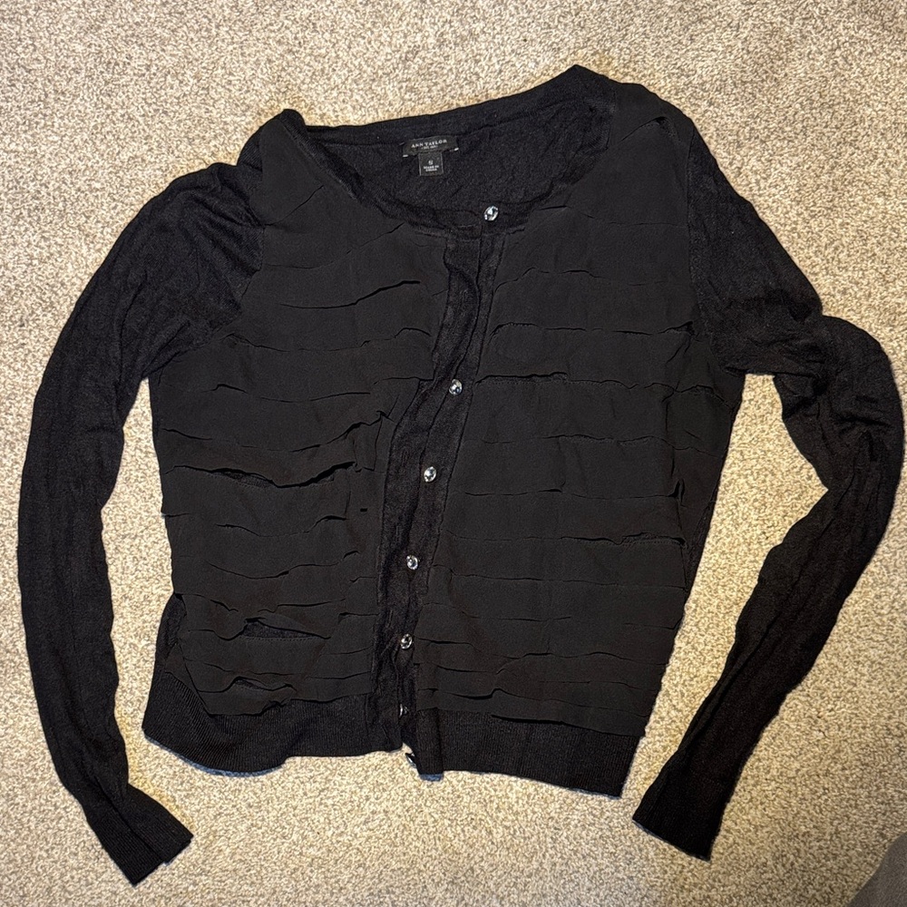 Ann Taylor Black Textured Cardigan